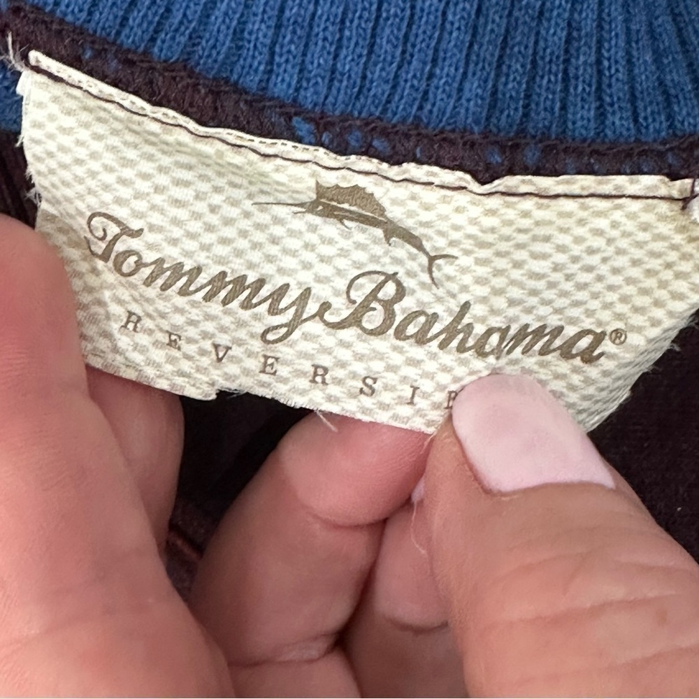 Tommy Bahama Reversible Half Zip Pullover Knit Burgandy Blue - Picture 8 of 8